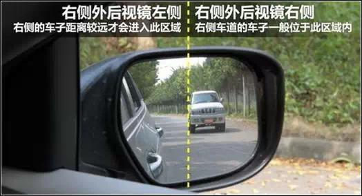 后车占据外后视镜1/3的区域，能看到整台车